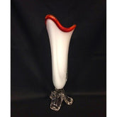 Art Glass White with Red Rim Vase - Eva Essentials